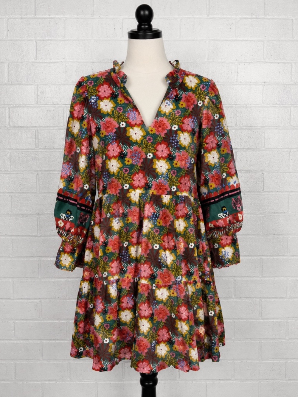 Emily‎ Lovelock Floral Tiered Dress Womens Size 2 Boho Romantic Cottagecore